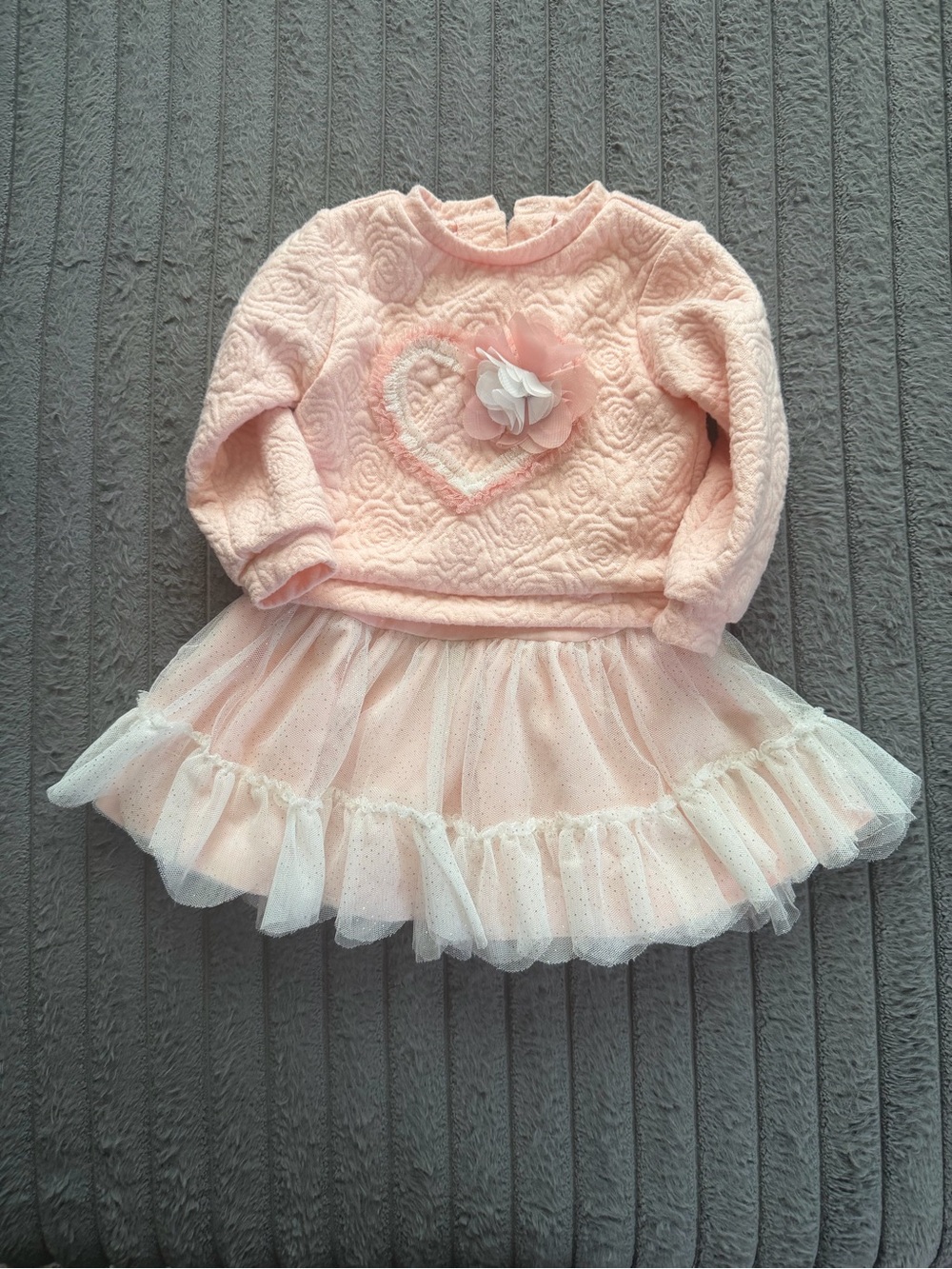 Nanette Baby Pink Quilted Heart Dress with Tulle Tutu Skirt